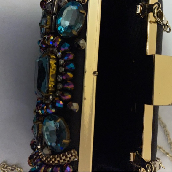 Embellished Clutch with Teal and Gold Accents - Picture 5 of 8